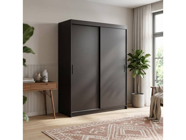 Masseno Schiebetürenschrank TELA 120/205/60cm 2-türig Schwarz