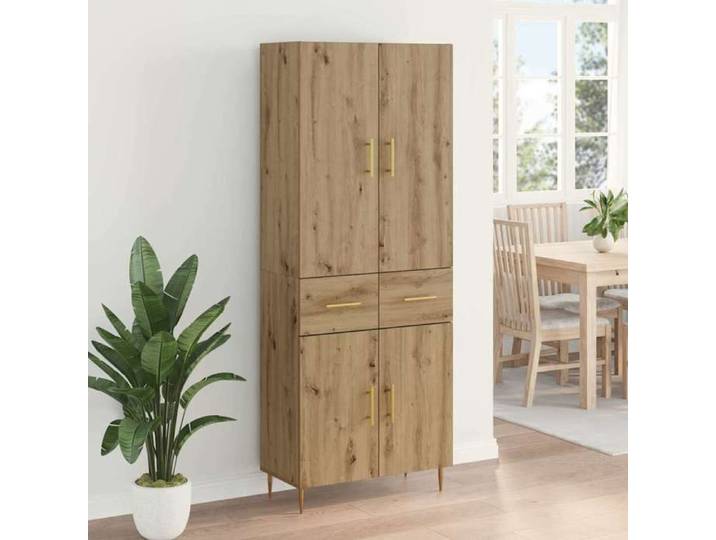Marron Buffet haut CHIC Haut Armoire rectangulaire 1 PC Montage mural Chêne artisanal 69 5x34x180 cm N16294