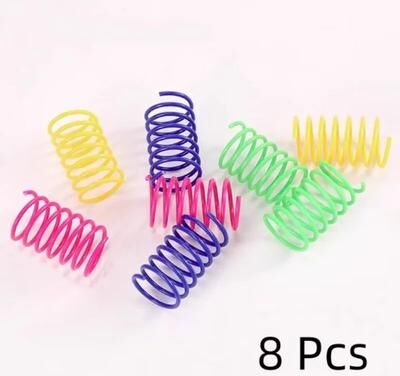 Inspired Living Colorful Cat Spring Toy Set For Indoor Chase And Swat Play 8pcs