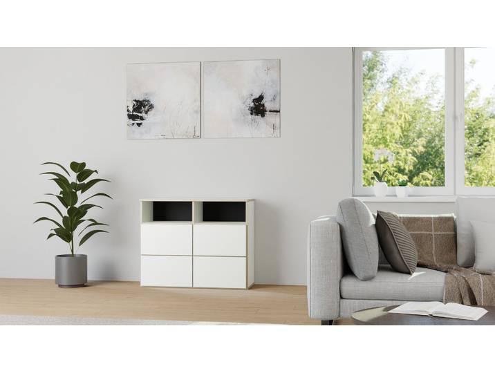 Armoire à tiroirs sobre sur mesure Mélaminé premium Blanc Bord contre­plaqué