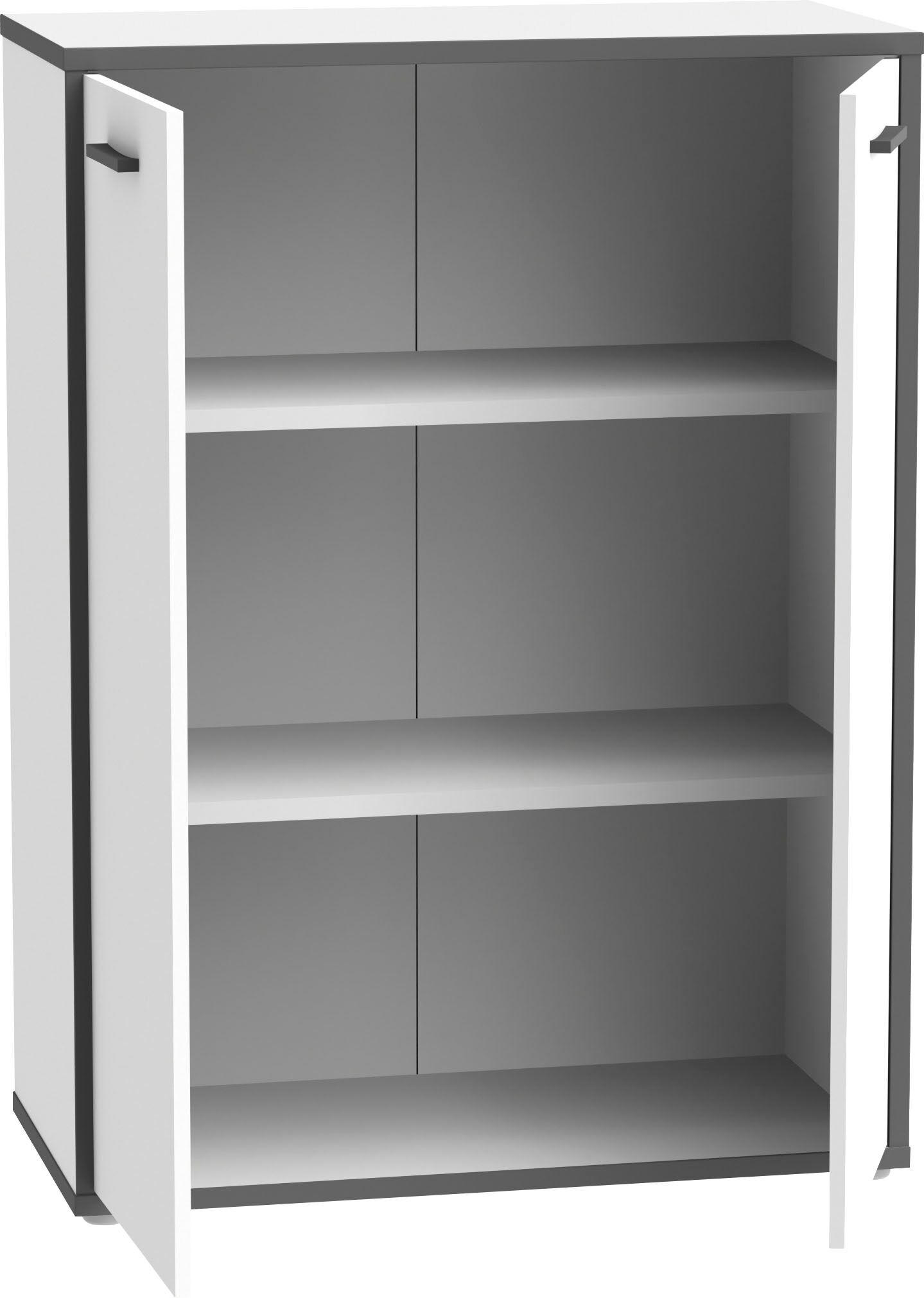 Kommode FORTE "Keflav", weiss (weiß, uni wolfram grau), B:84,5cm H:115,1cm T:41,5cm, Holzwerkstoff, Sideboards, Kommode, Breite 84,5 cm weiß, uni wolfram grau B/H/T: 84,5cm x 115,1cm x 41,5cm, 2 Stk.