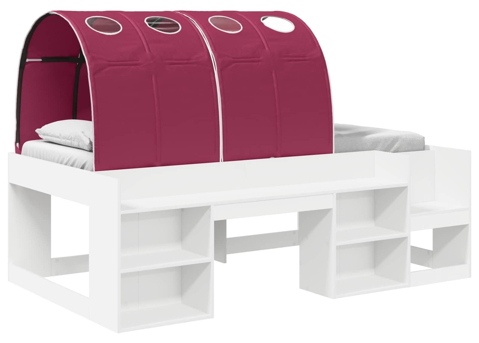 vidaXL Kinderbed met hemelbed en opbergruimte, wit en rood