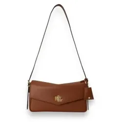 Lauren Ralph Lauren für Damen. 431P16684001 Mittelgroße Farrah-Tasche aus braunem Nappaleder (OSFA), Beige, Lässig