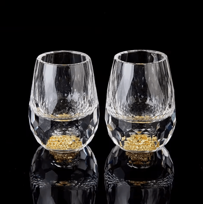 Uplift Curations Luxury Gold Foil Crystal Shot Glass Set 15ml Mini Whiskey & Baijiu Tasting Cups (1 2 6pcs) 2pcs