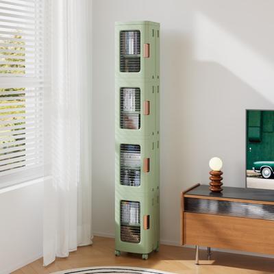"Javlergo 65"" Narrow Tall Storage Bin 4 Tier Foldable Kitchen Storage Cabinet Organizer Freestanding Kitchen Pantry"