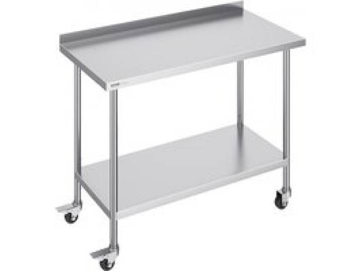 VEVOR Table de Travail en Acier Inoxydable 121,9x61x100,6 cm, Table de Préparation des Aliments avec Roulettes, Hauteur Réglable, Meuble de Rangement des Aliments, pour Cuisine Restaurant Bar Maison