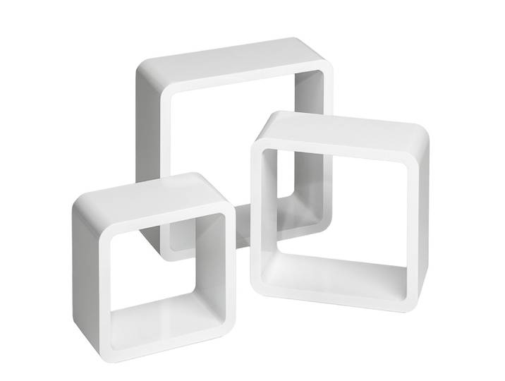 Lot de 3 étagères cube - blanc