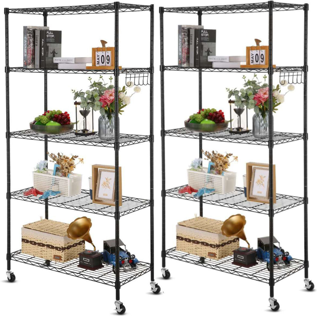 Himimi 76 cm W Shelving Unit Matte Black 158cm H X 76cm W X 35cm D