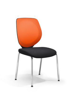 Vierfuß GIROFLEX 353, Netzrücken, Präzisionsstahlrohr stapelbar, o. Armlehnen, orange/schwarz