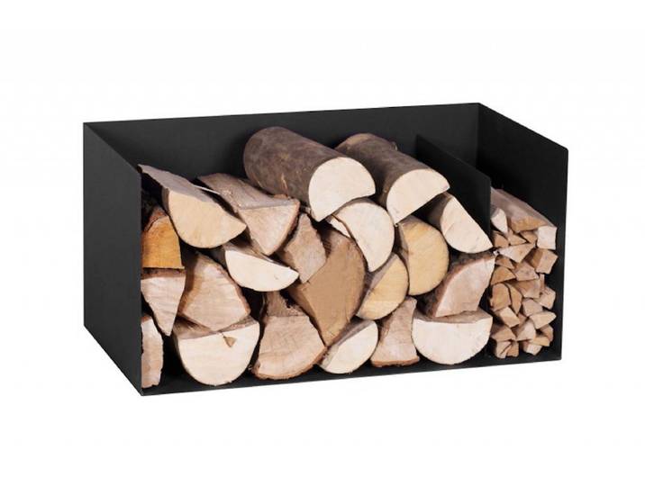Markone Kaminholzregal Magnus Typ R126, Schwarz, Ofenregal mit Trennung für Holz, Kaminregal, Holzregal, Ofenregal, Trennung von Holz möglich
