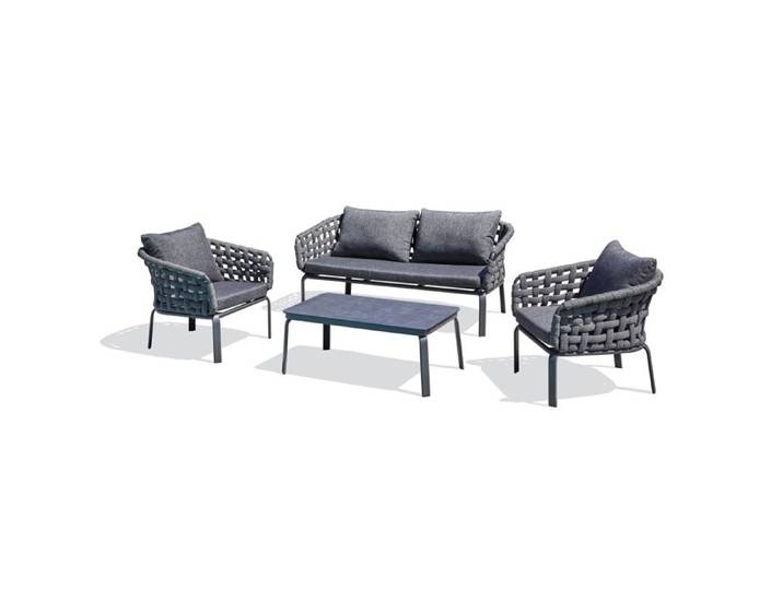 Salon de jardin en corde tissée et aluminium (4 places) - Gris anthracite - CAMARGUE