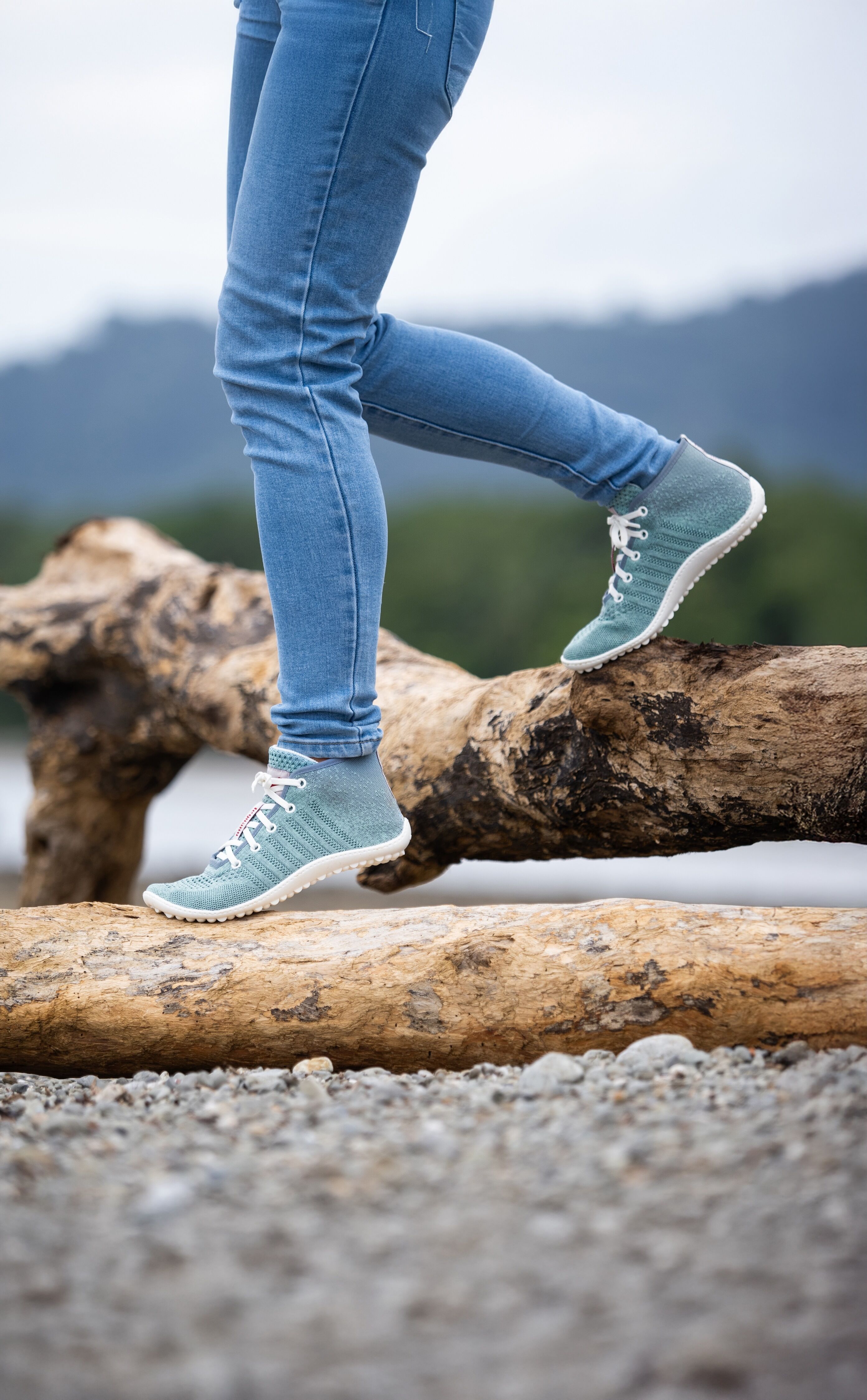 Barfußschuh LEGUANO "GO", Damen, Gr. 39, blau (hellblau), Textil, Schuhe Barfußschuh, Bequemschuh, Komfortschuh, Schnürboots, flexible Halbkugellaufsohle