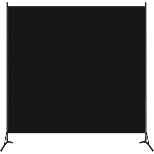 vidaXL Paravent Raumteiler, innen, 1-teilig, aus Metall / Stoff, schwarz, 175 x 180 cm