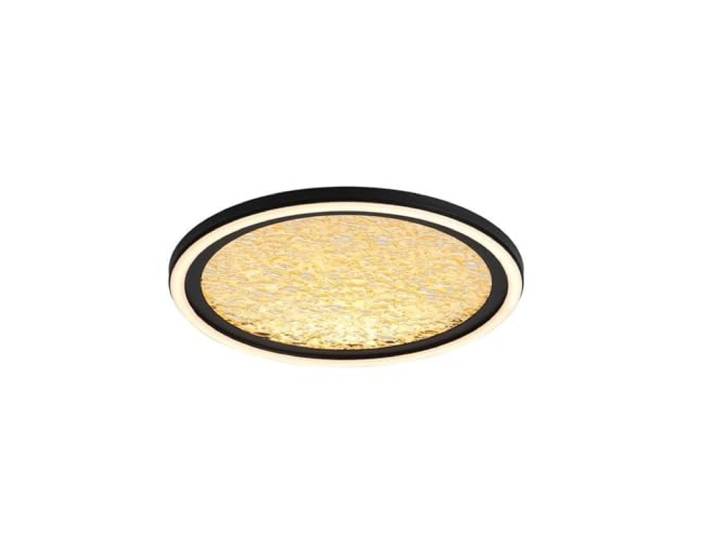 Searchlight Lighting Deckenleuchte, Rond aus Metall, Säbel, schwarz, mit Diffuseur aus Kunststoff, goldfarben, 20 W, 1244 Lumen, dimmbar, 3000 K, Durchmesser 30 cm, Mond LED
