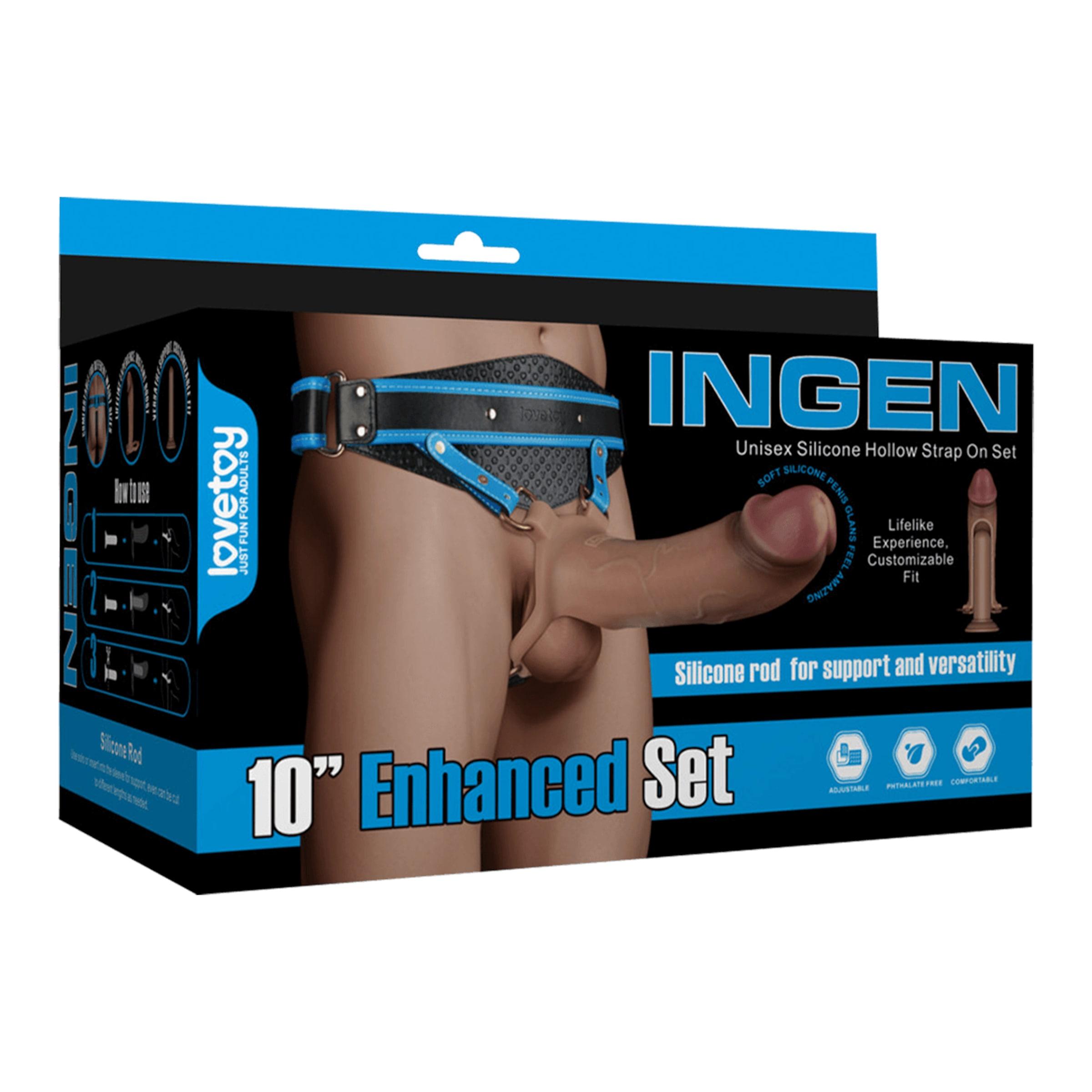 INGEN - Unisex Silicone Hollow Strap On Set XS-M, 25,5 cm