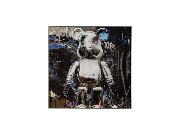 Handbemaltes, gerahmtes Bild „It is a silver bear“ 80 x 80 cm Multicolor Crea Collection