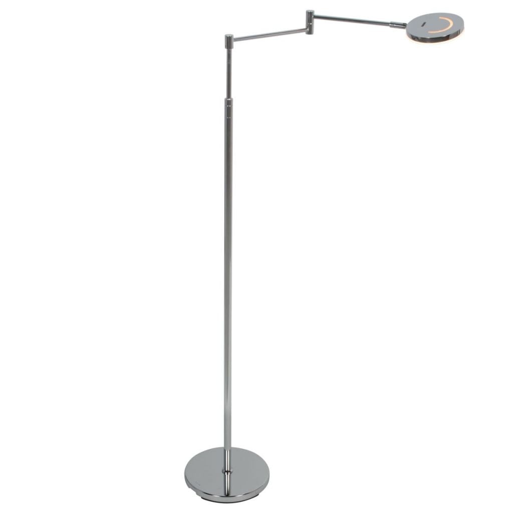Steinhauer Soleil vloerlamp chroom/zilver met ronde kap en moderne uitstraling, Hoogte: 144 cm