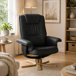 Relaxsessel Fernsehsessel Sessel ohne Hocker H56 Kunstleder MVG-zertifiziert ~ schwarz