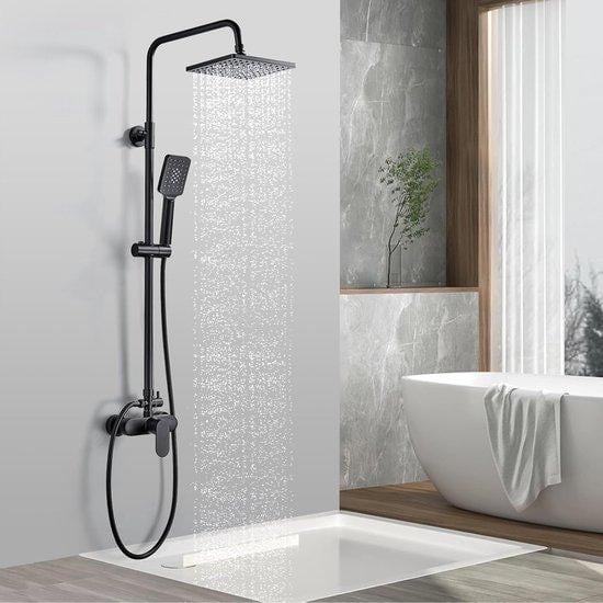 Benza Ibenzoa Doucheset zwart met verstelbare regendouche van 380 mm en handdouche