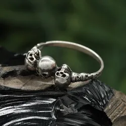 Drachensilber Drei Totenköpfe Ring Gothic 925er Silber 74 - Silber