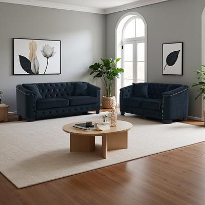 ZWYO HOSIMU Velvet 5-Piece Combination Sofa Set with 3-Seater, 2-Seater, Nailhead Trim and Plastic Feet