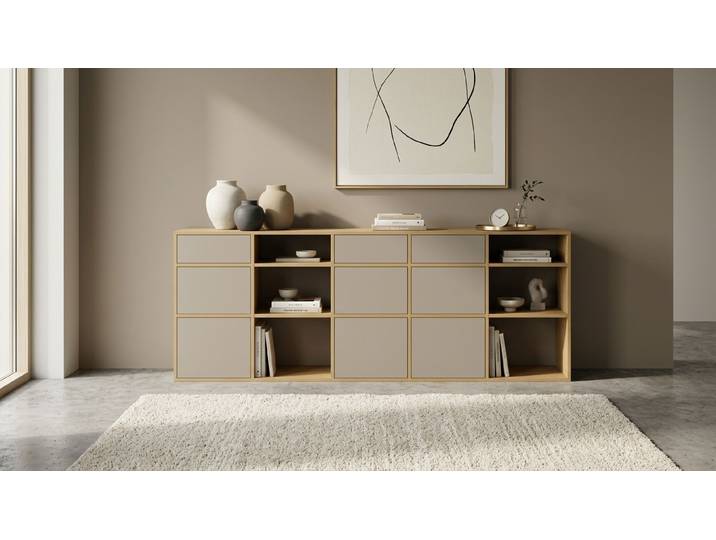 Breites Sideboard - Als Kommode o. Wohnschrank mit vielen Optionen Eiche Natur geölt