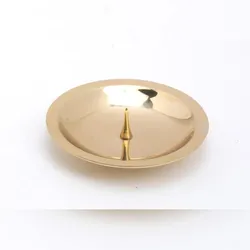 Kerzenteller mit Dorn, Dekoteller Messing poliert gold für Kerzen Ø 8 cm