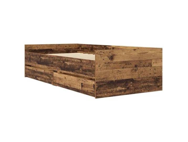 PUGYNBK Bettgestell mit Schublade, Kiefernholz, 100 x 200 cm Integrierte Aufbewahrung, rustikaler Stil, einfache Montage, langlebig und robust