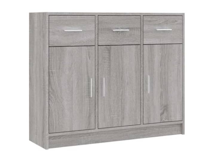HGFDVCMR Sideboard Grau Sonoma 91x28x75 cm Holzwerkstoff Kommode Schrank Kompakter Beistellschrank fuer Flur und Schlafzimmer. Praktische Ablageflaeche und geschlossene Faecher fuer Ordnung.