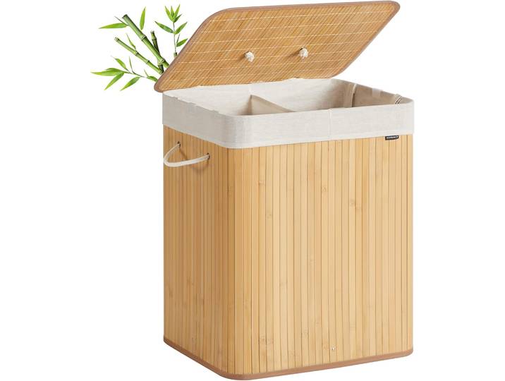 Bambus-Wäschekorb 120L 2-Fächer naturfarben
