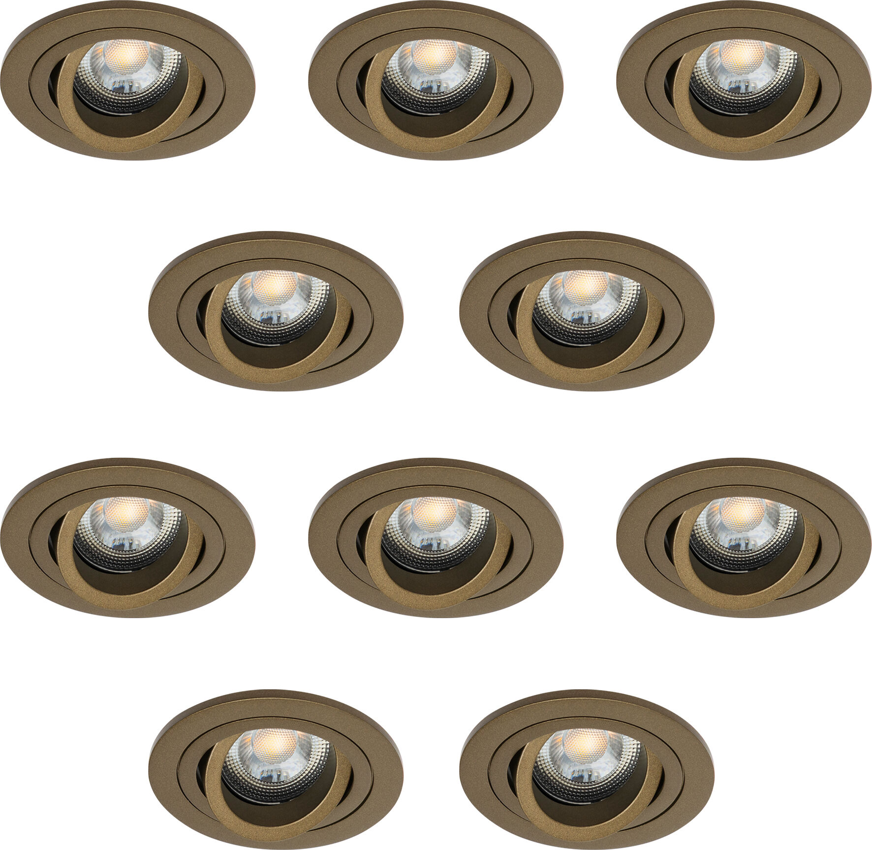 KS Verlichting Set van 10 Lune Inbouwspots Rond Brons