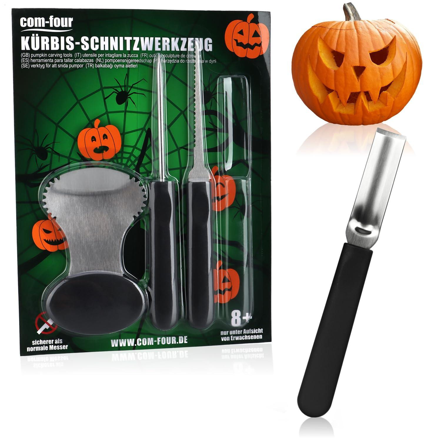 Dripio Pompoensnijset van 4 delen in RVS voor Halloween-decoratie