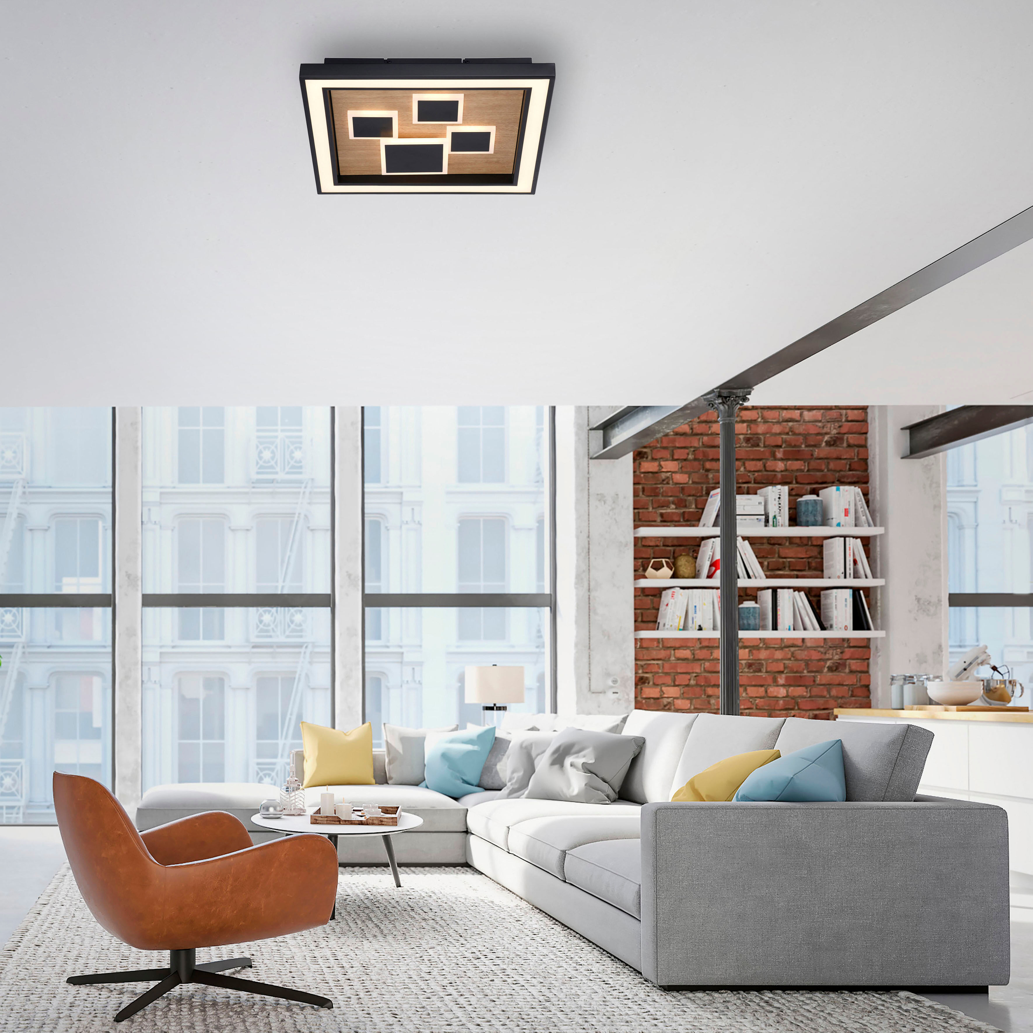 PAUL NEUHAUS LED Deckenleuchte "ELIZA", braun (holz, natur), 2, 1 Stk., Leuchten, LED Deckenleuchte