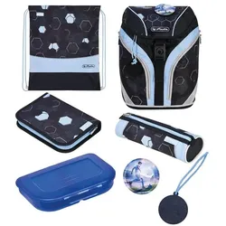 Herlitz Schulranzen-Set »SoftLight GREENline Cyber Soccer« Fußball Polyester anthrazit / grau, 28x38x23 cm