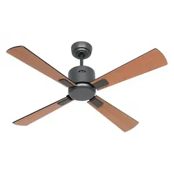 Deckenventilator mit WLAN CasaFan 952101W ECO NEO III 103 cm Basaltgrauer Motor / Wendeflügel in Schwarz und Teakholz