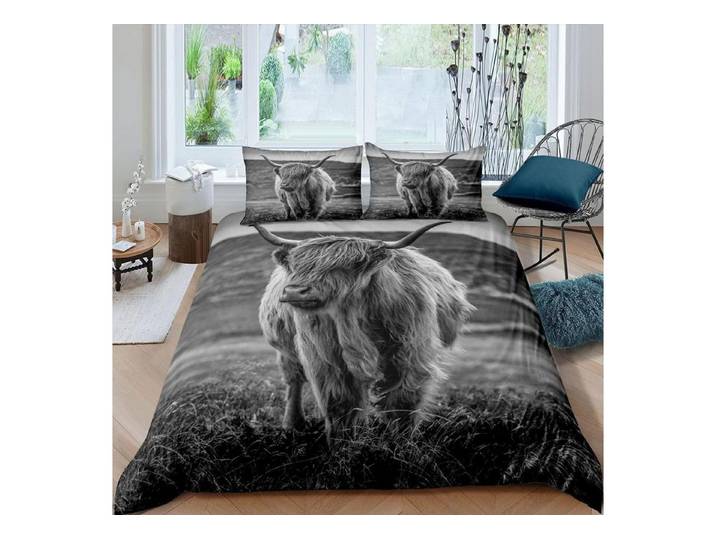 LuxusKollektion Kinderbettwäsche Bettwäsche Set 155x220 Hochlandkuh Waldtier