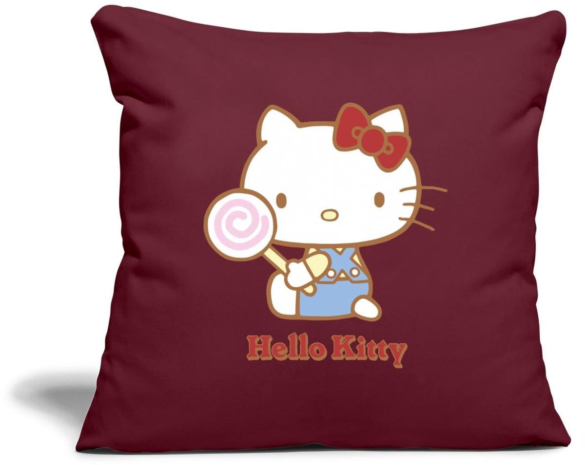 Sierkussenhoes Hello Kitty met een lollipop van Spreadshirt, 45 x 45 cm