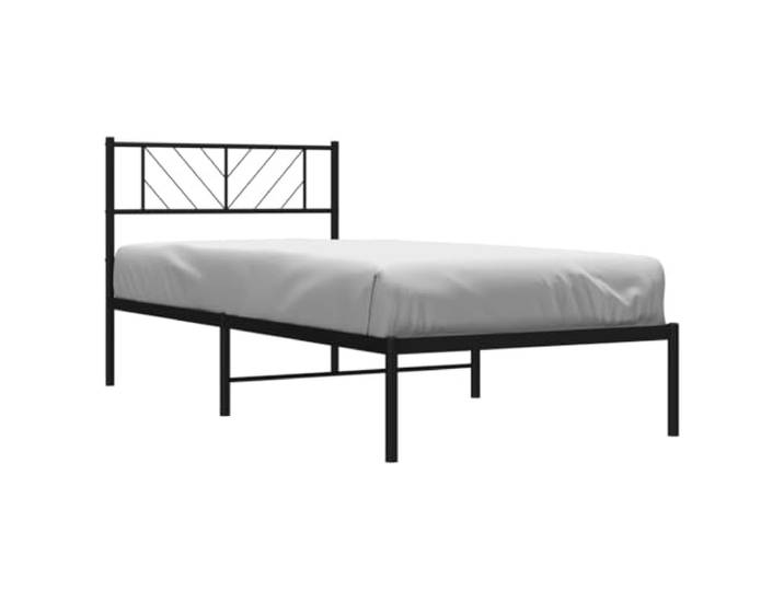 KTHLBRH Einzelbett aus schwarzem Metall, 75 x 190 cm, mit Lattenrost Untergestell mit Kopfteil, Stahlrahmen, Unterraum, Gäste, Zimmer
