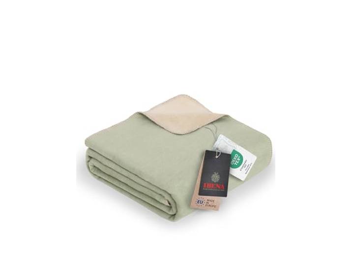 Ibena Dublin Kuscheldecke 150x200 cm Salbei Natur - weicher Baumwollmix