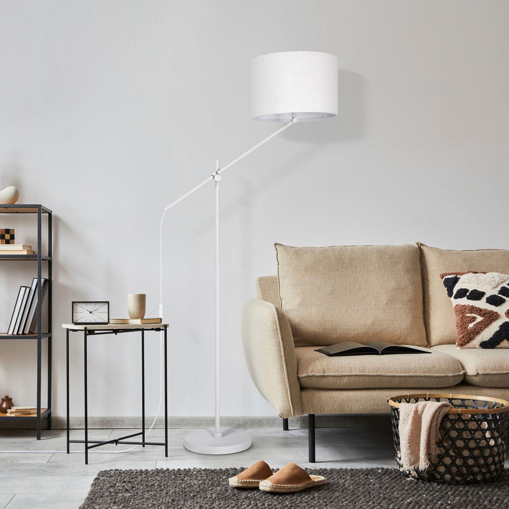 PACO HOME Stehlampe "TOM", weiß, 1, Ø 38cm H: 162,2cm, Leuchten, mit kompatiblen Dimmer und Leuchtmittel, Stehlampe
