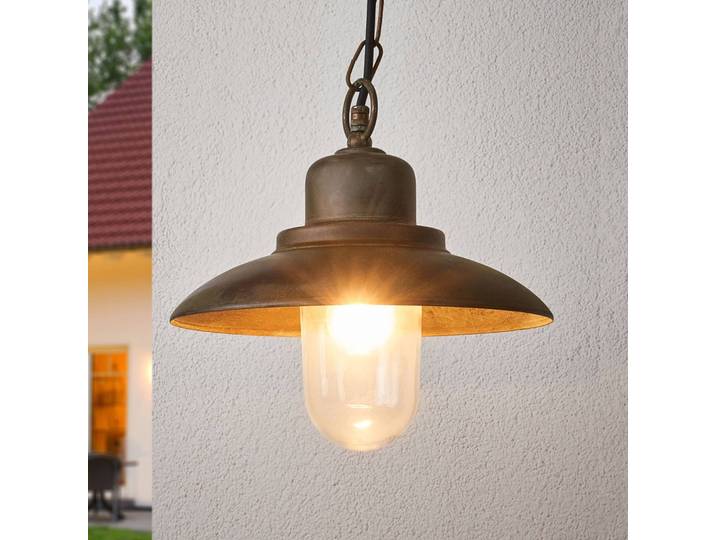 Moretti Luce Außen-Hängeleuchte PALERMO, bronze / altmessing, Messing, Landhaus / Rustikal