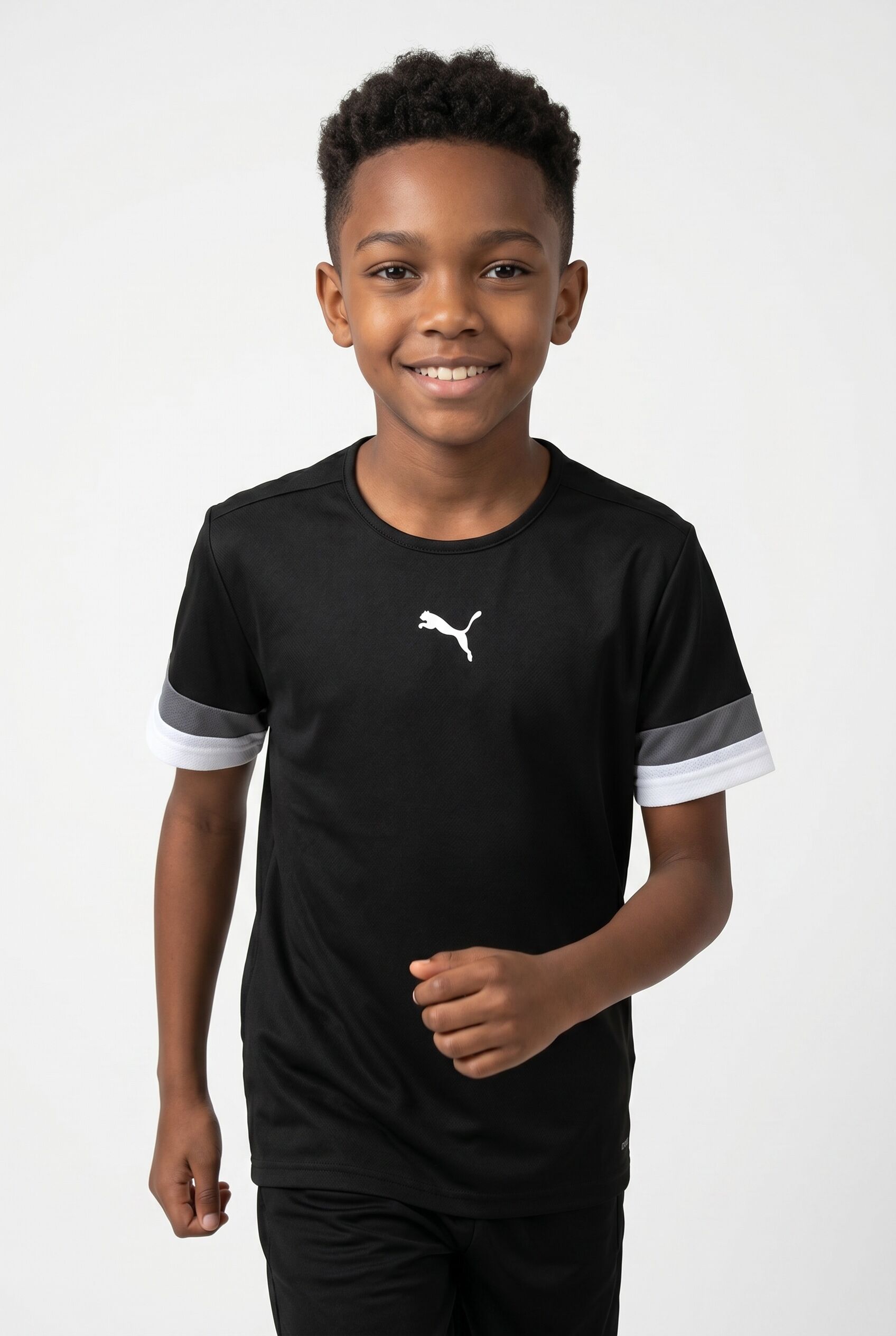 Fussballtrikot PUMA "TEAMRISE JERSEY JR", Kinder, Gr. 128, schwarz-weiss (puma schwarz, smoked pearl, puma weiß), Netz, Obermaterial: 100% Polyester, unifarben, slim fit normal, Rundhals, Trikots Fussballtrikot, Fussball, Kurzarm, mit Rundhalsausschnitt, 
