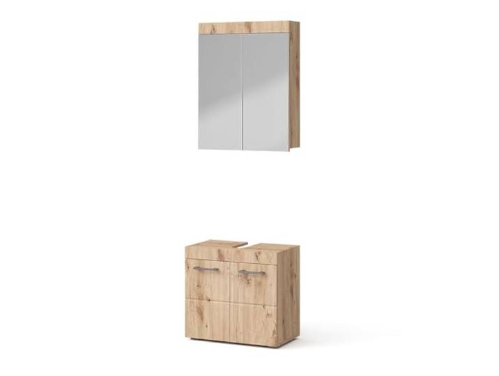 Vicco Badmöbel-Set Luna , Eiche Wotan 60 cm 2-teilig · Waschtischunterschrank · Spiegelschrank