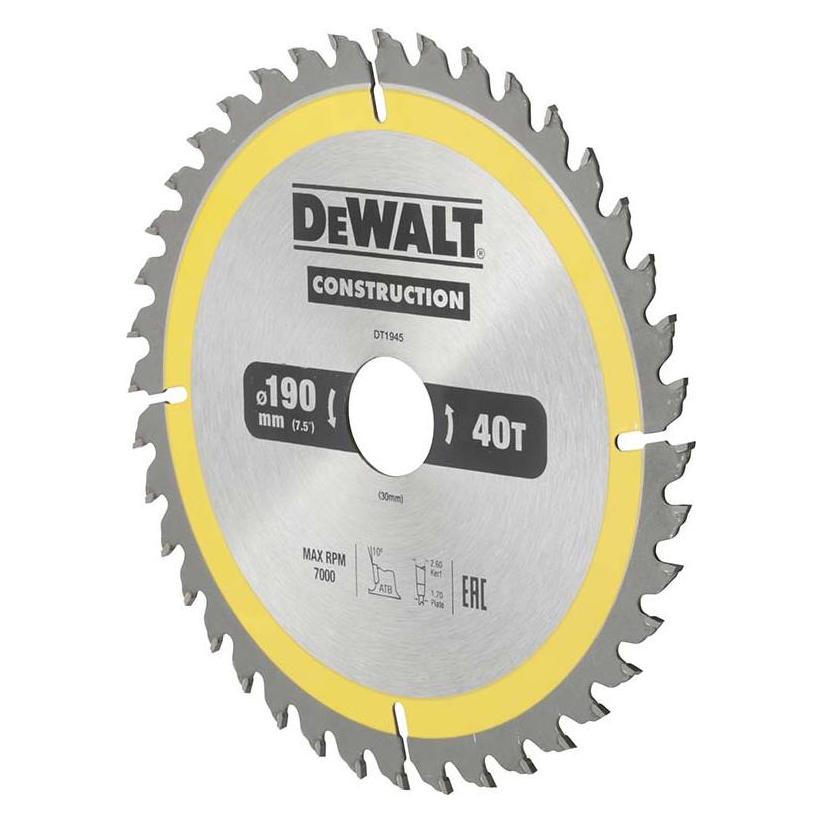 DeWalt Wolframcarbid Kreissägeblatt, Ø 190mm (DT1945-QZ)