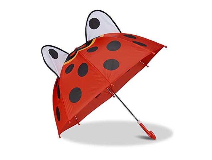 Relaxdays Kinderregenschirm 3D Tiermotive\, Regenschirm für Mädchen und Jungen\, Kleiner Stockschirm\, vers. Motif