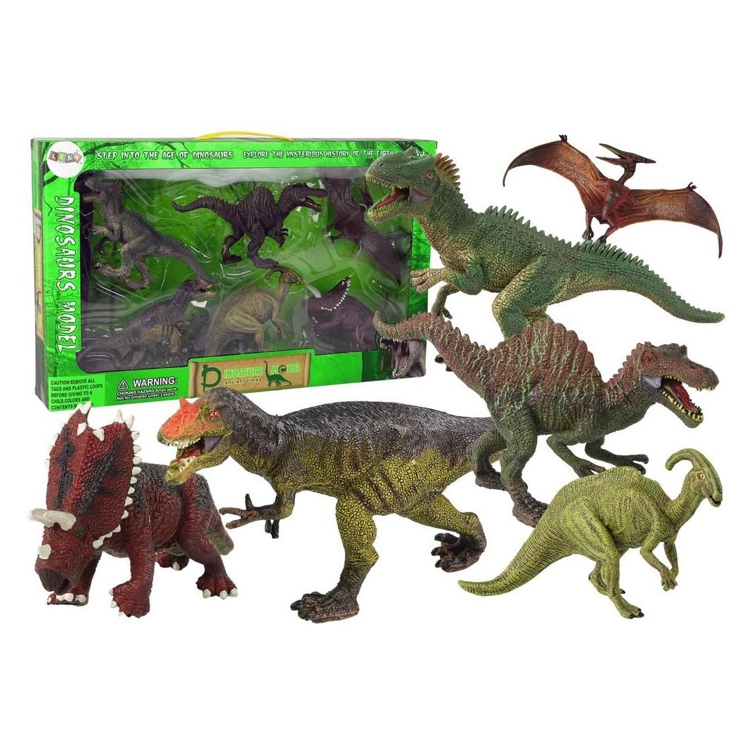 Lean Toys Lean Cars Dinosaurier-Set mit 6 grossen Modellfiguren aus der prähistorischen Welt (12283)