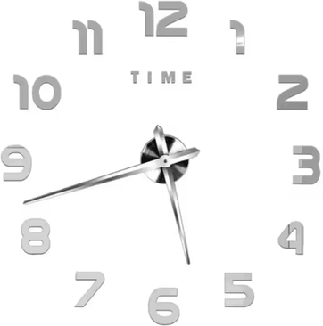 Inspire Picks 3D DIY Frameless Wall Clock Luminous Silent Modern Wall Decor Stickers 023 Silver 3d 37 Inch (90cm)