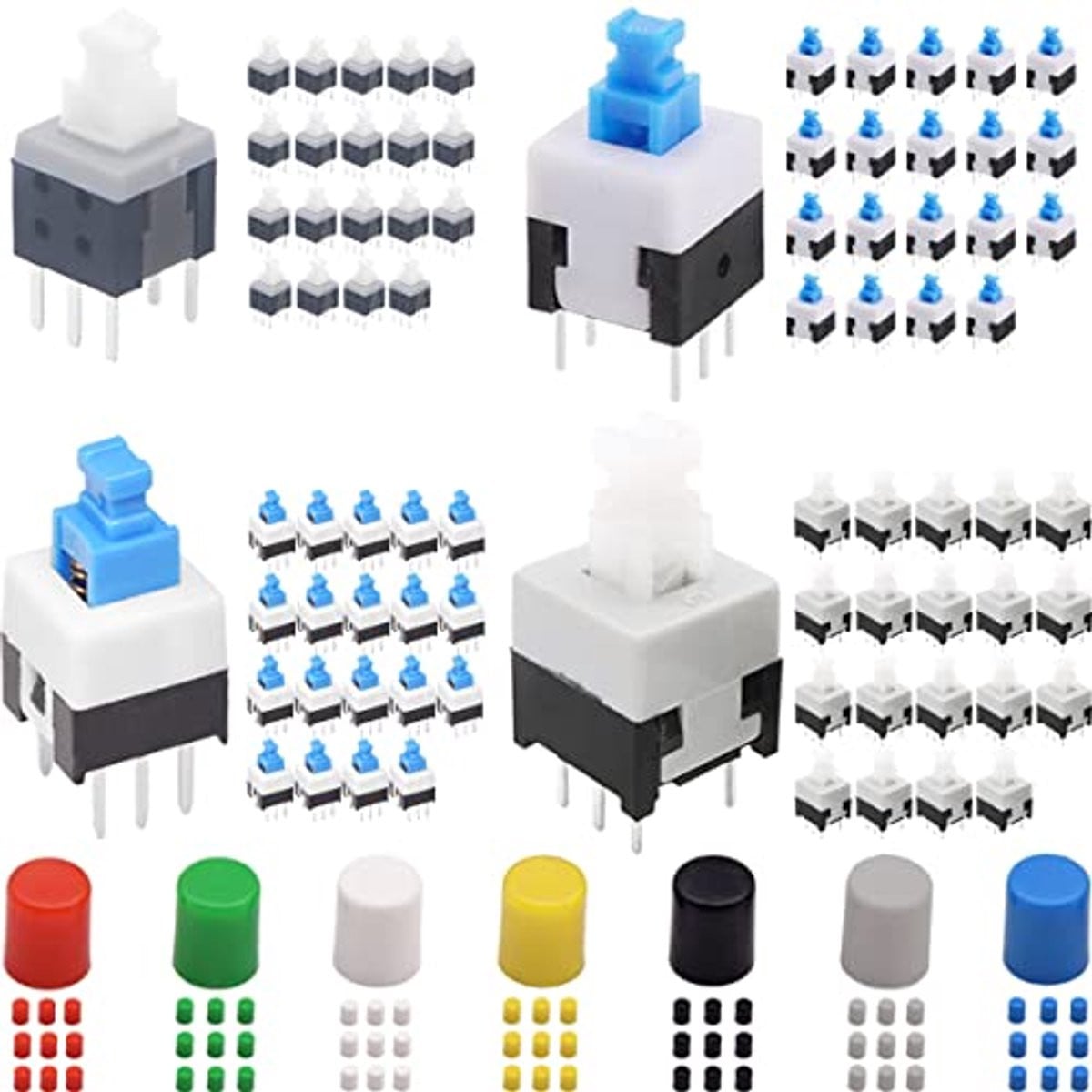 80 Stuks Zelfsluitende Mini DPDT Knop Schakelaar Kit voor Diverse Toepassingen