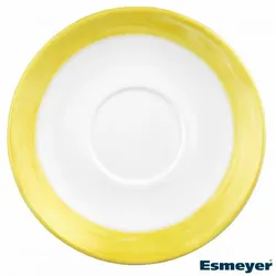 12x Arcoroc Kaffeeuntertasse 14 cm aus Opalglas Form BRUSH - Yellow / Gelb von Arcoroc