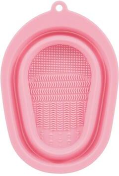 Inspired Deals Silicone Makeup Brush Cleaner Pad & Makeup Brush Cleaning Mat With Textured Deep Clean Design pink